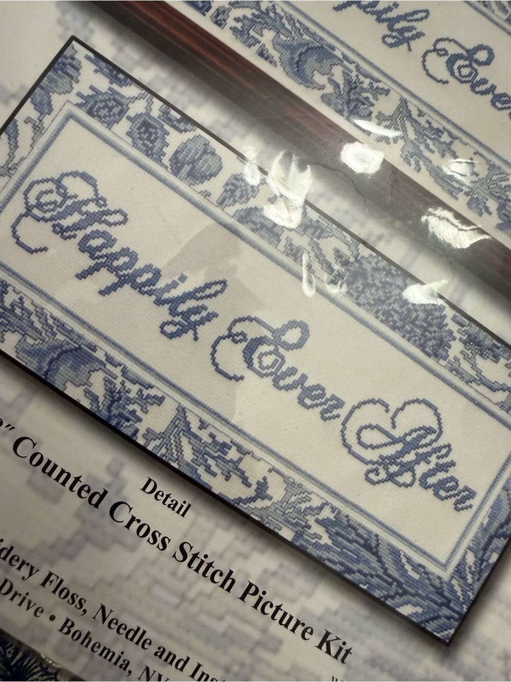 RARE FIND Happily Ever After Cross Stitch Kit Blue Floral Wedding Gift Fantasy - Picture 5 of 6